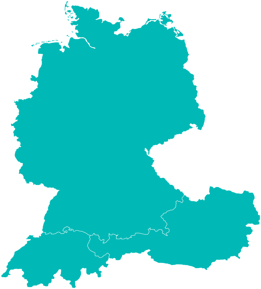 DACH-Region Karte mit Kundenstandorten
